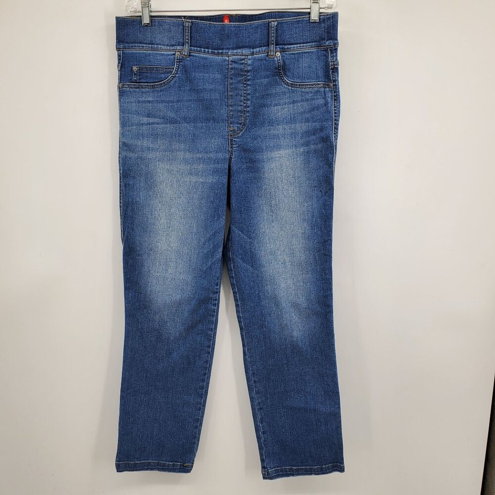 Spanx High Rise Medium Wash Pull On Straight Leg Women's Denim Jeans Size 1X